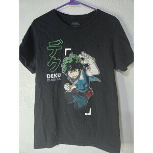 My Hero Academia Deku Shirt Mens Medium Black Anime Izuku Midoriya Class 1A Tee